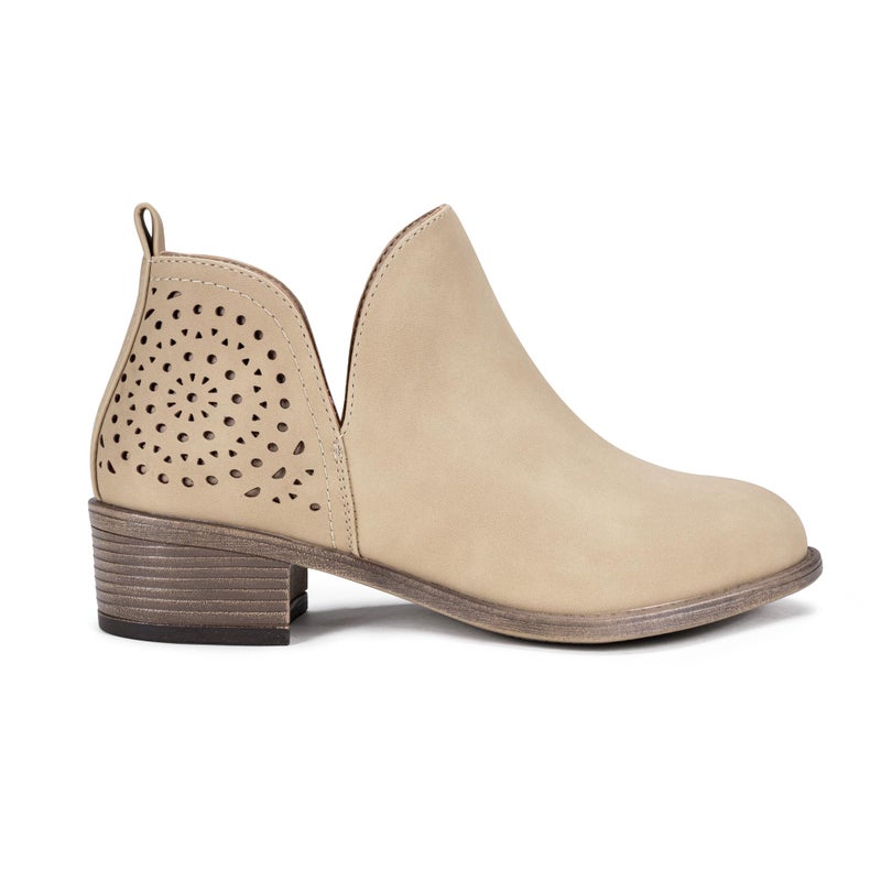 Vepose Women's Ankle Boots, Low Heel Chunky Cutout Booties, 912 - Tan Nubuck, Size 7 US - Perforated Western Shoes (CJY912 tan Nubuck 07) - Image 1